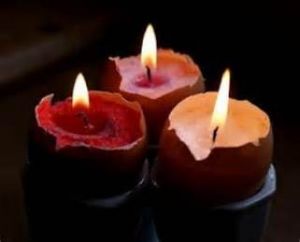 Egg-cellent candles:  Throwing away egg shells is an everyday trash item, so why not make them useful?   Transform your ordinary egg shells into candles.  All you need is some wax and a few wicks, and you’ll have creative candles like never before.  You can even paint/decorate the shells to match you décor.