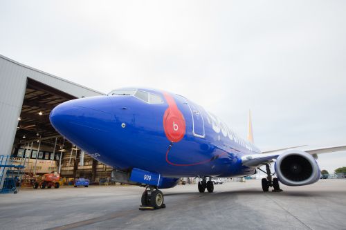 Southwest Airlines unveiled its newest specialty plane to celebrate a partnership with Beats Music on Monday, Nov. 3, 2014. / Stephen M. Keller, 2014