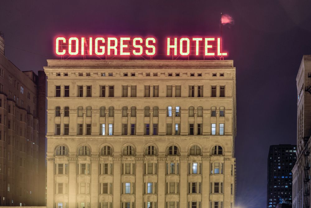 Chicago - September 6, 2015: The Congress Plaza Hotel, located on South Michigan Avenue across from Grant Park in Chicago at 520 South Michigan Avenue.