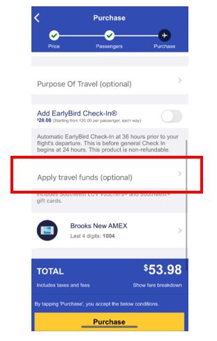 southwest travel funds how to use