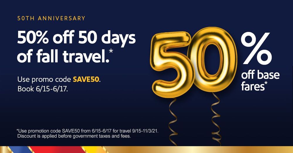 Hurry to Book 50 Off Base Fares! Southwest Airlines’ Big Offer Honors
