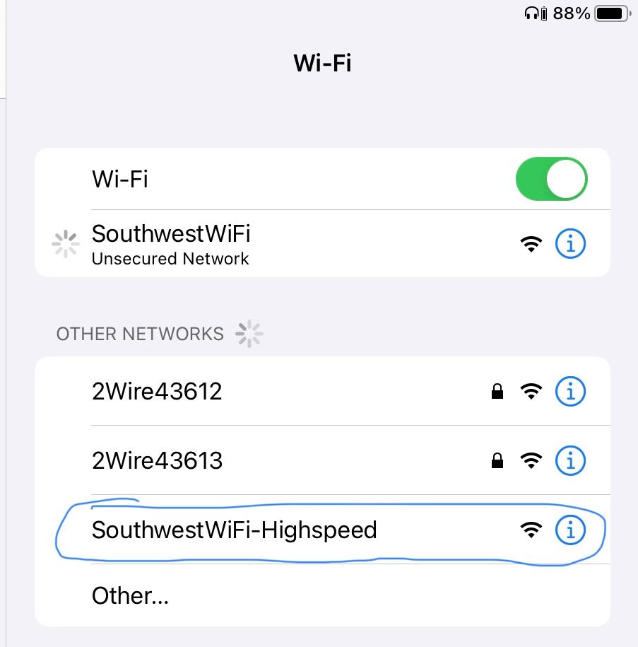 Solved: SouthwestWiFi-Highspeed - The Southwest Airlines Community