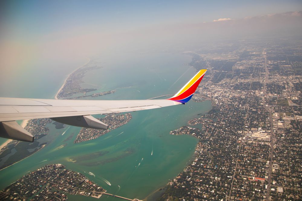 Winglet view of Sarasota/Bradenton on a Southwest Airlines flight; photo by Stephen M. Keller