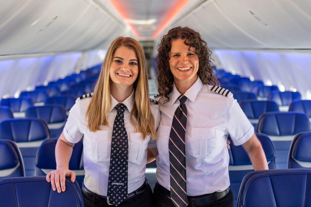 Southwest Airlines first Mother/Daughter Pilot duo, Keely (left) and Holly (right) Petitt | Photograph by Schelly Stone