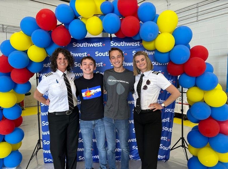 Southwest Airlines High School Interns Post with Southwest Pilots .jpg