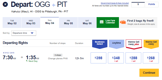 Honolulu to Pittsburgh The Southwest Airlines Community