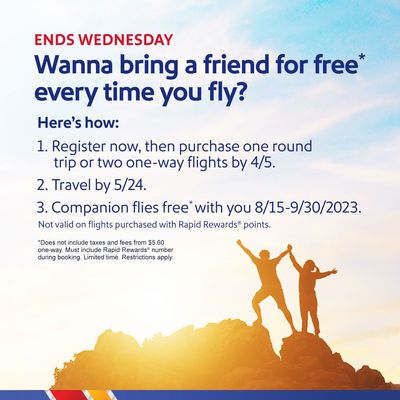 Three Days Only: Southwest Launches Limited-Time Promotional Companion Pass Offer