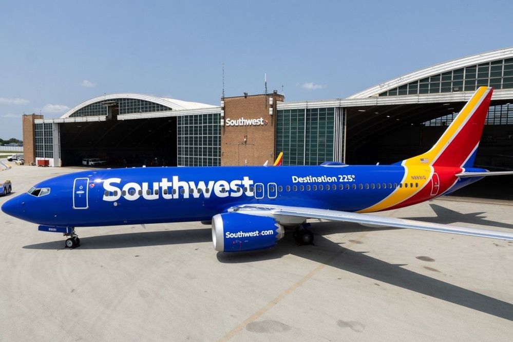 Southwest Airlines Destination 225 aircraft outside the hangar.jpg