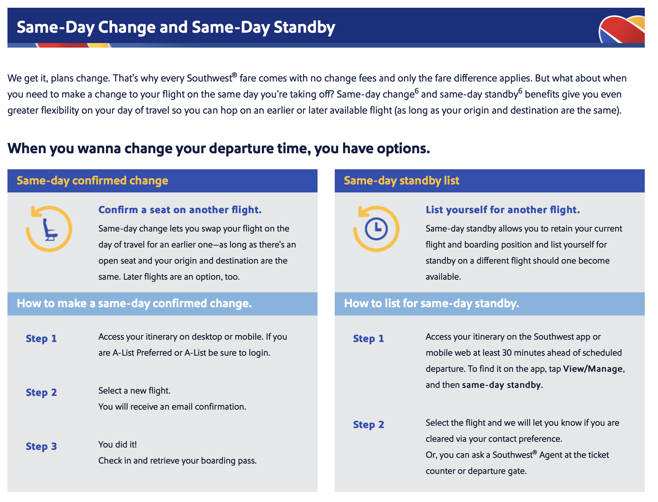 Same day change vs same day standby - The Southwest Airlines Community