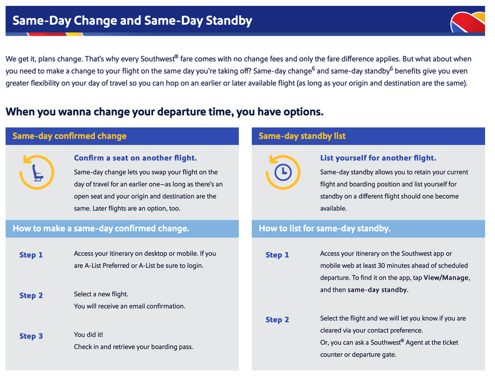 Same-Day Change and Standby Policy