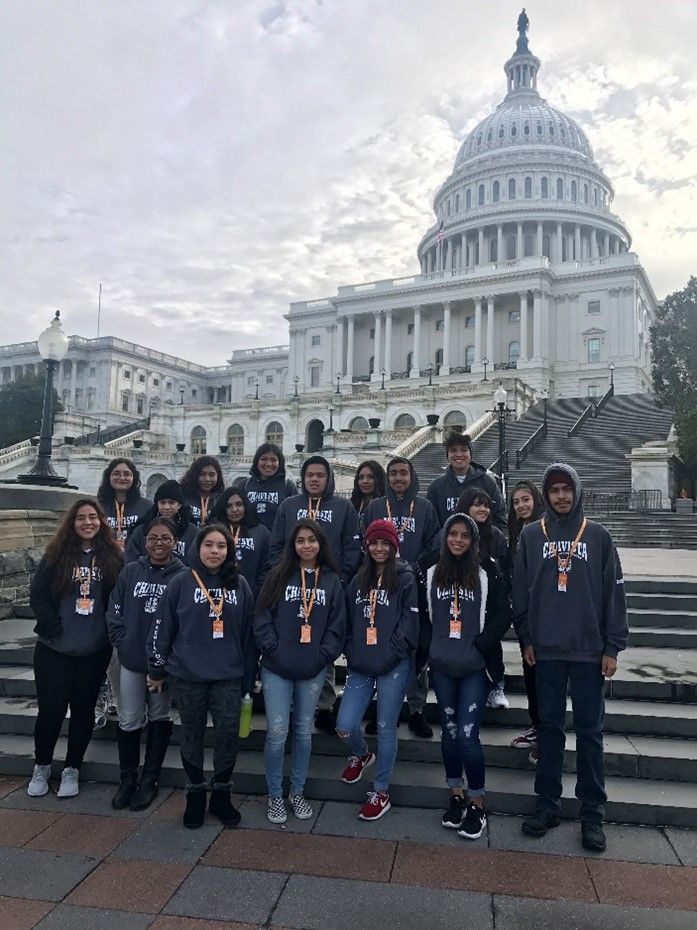 Group of students from the Cesar Chavez Club visiting Washington, D.C.