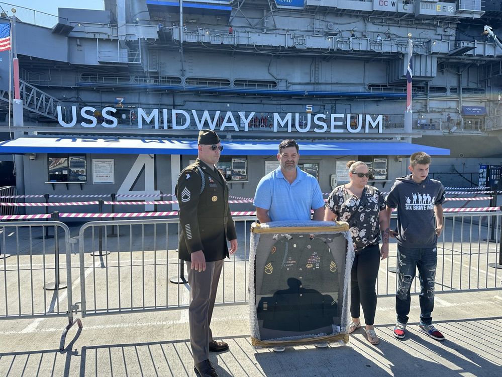 Shadow Box Presentation ceremony for the Burgess family at the USS Midway Museum in San Diego, CA.