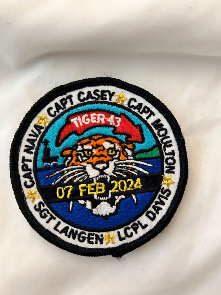 the patch for Marine Heavy Helicopter Squadron 361 remembering the Crew lost in the crash