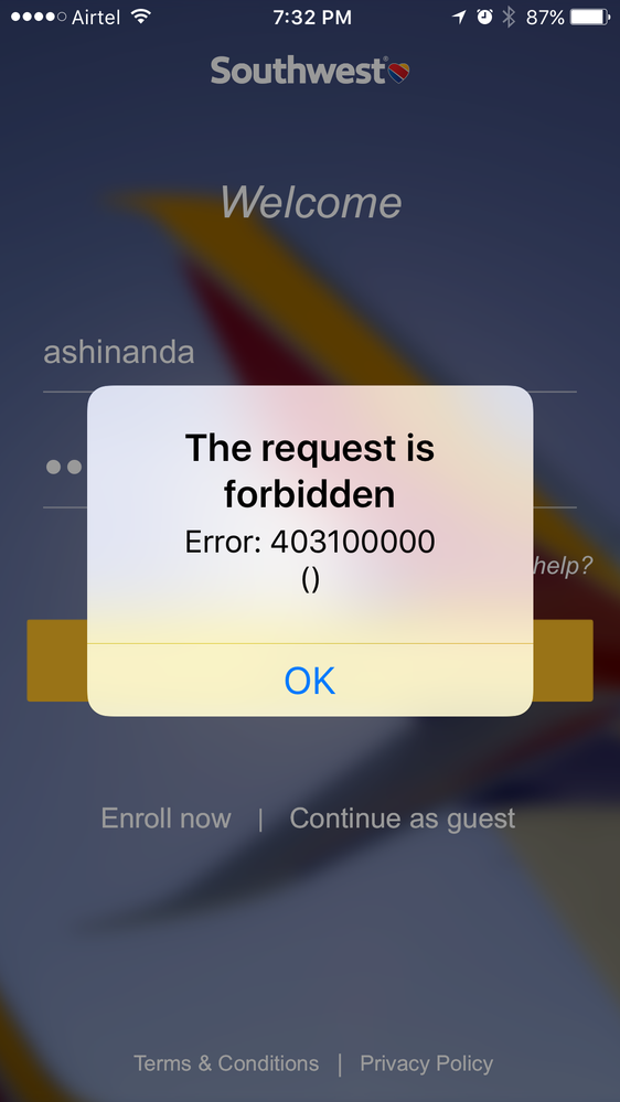 Error Message on iPhone
