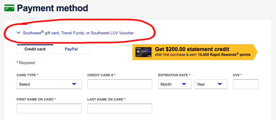 southwest travel funds redeem