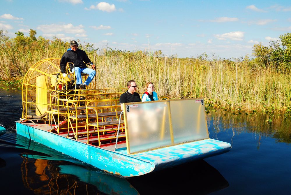 A Fan Boat Prepares to take Visitors on a Tour of the Florida Everglades