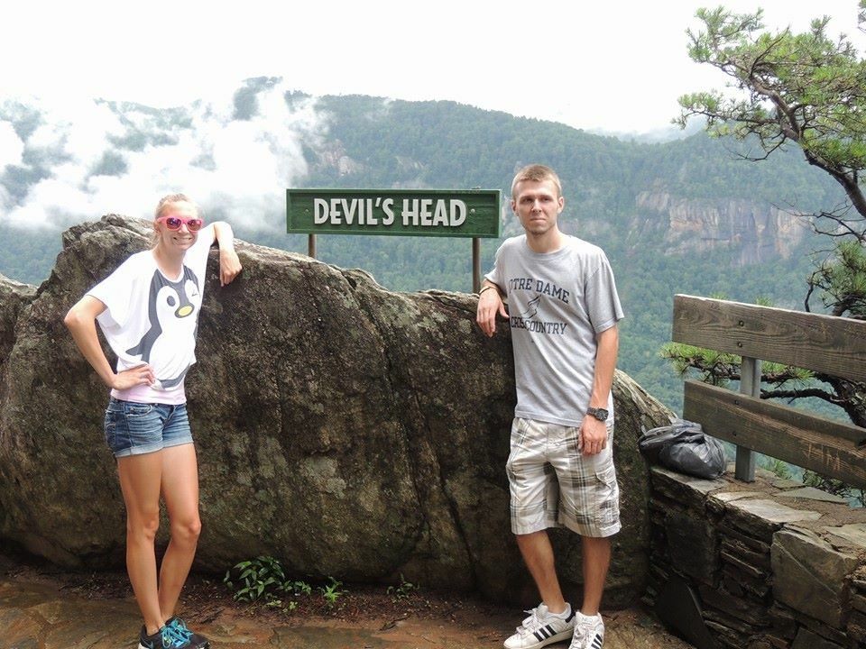 Katherine (left) and twin brother, Matthew, (right) at Chimney Rock State Park, North Carolina.