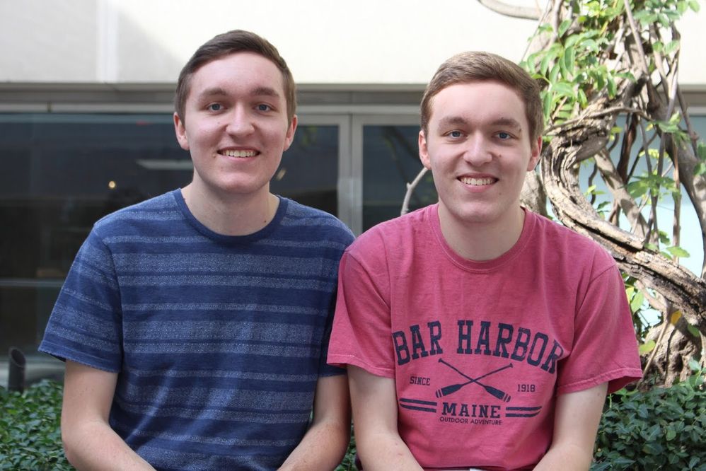 Corey (left) and his twin brother, Andrew, (right) in Dallas, Texas.