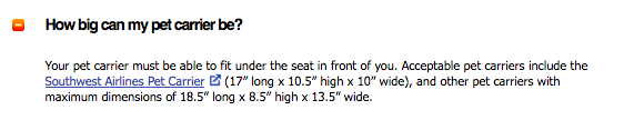 under seat dimensions southwest