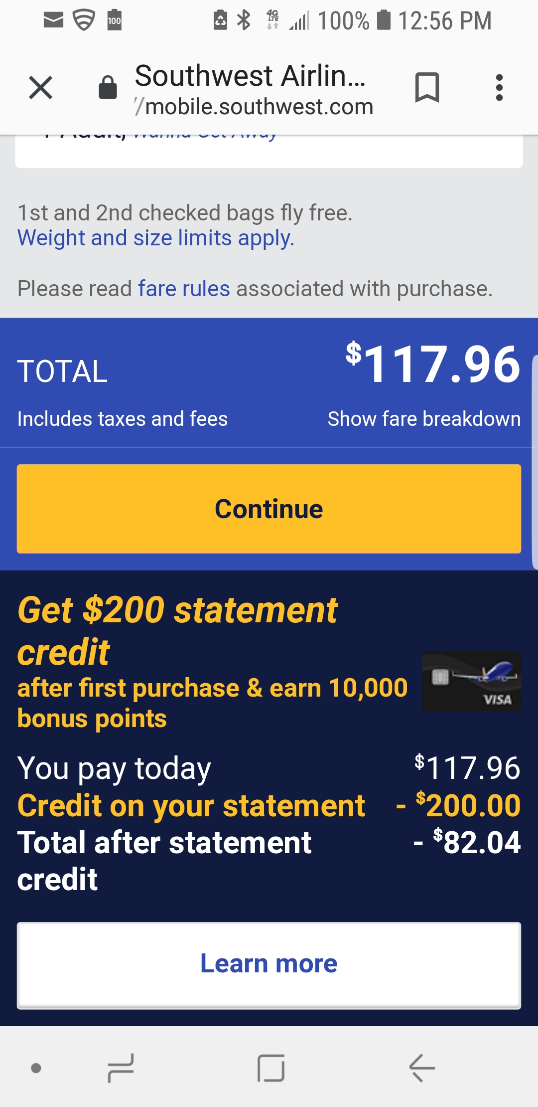 Eligible Promotion 200 credit on credit card st... The Southwest